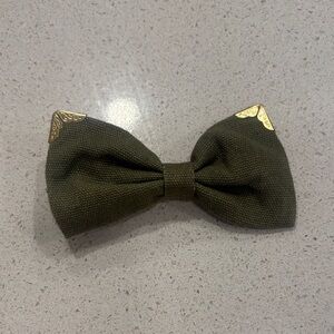 Olive Green Bow Tie with Gold Accents